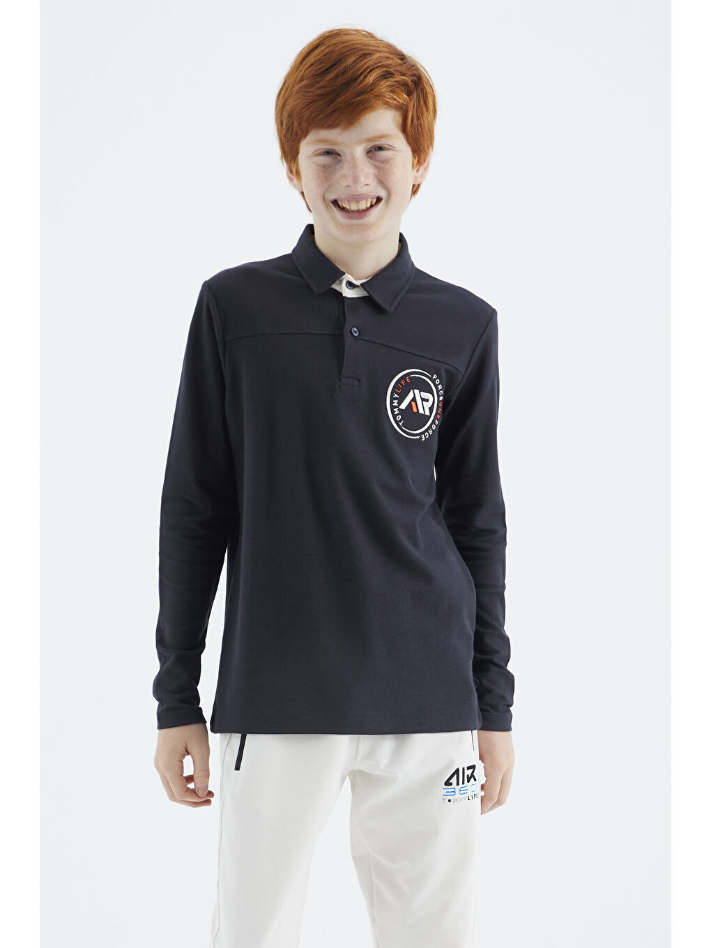 Lacivert Polo Yaka Erkek Çocuk Tişört - 11172-2