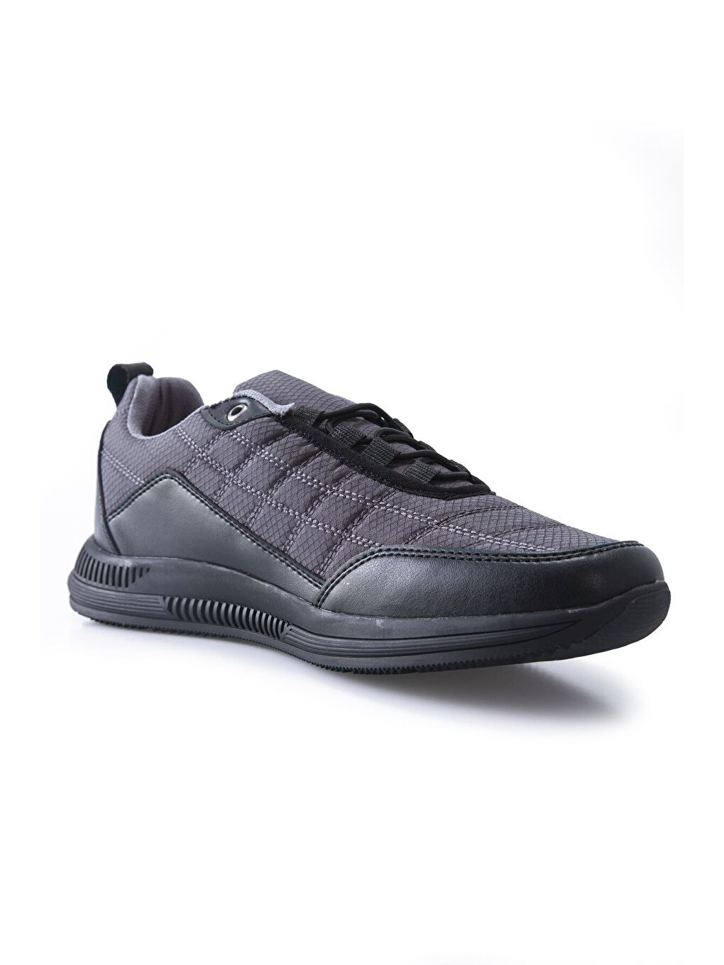 Gri Füme Bağcıklı Kapitone Suni Deri Detaylı Erkek Spor Ayakkabı - 89096-4