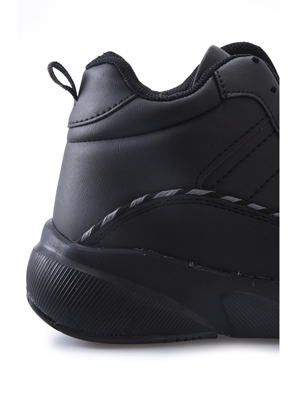 Siyah Yüksek Bilekli Şeritli Yüksek Taban Erkek Spor Ayakkabı - 89094-3