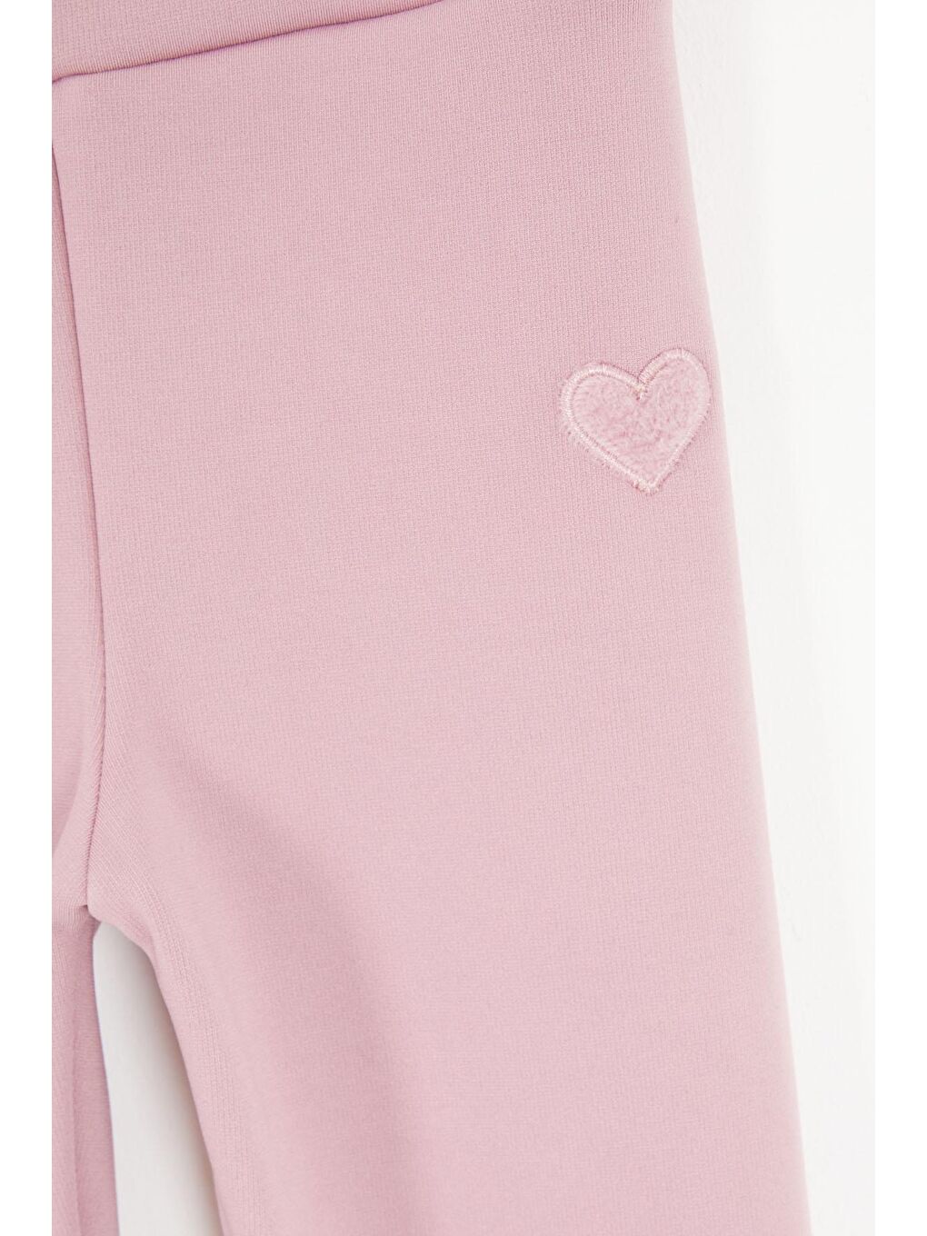 Pembe Gül Kurusu Kalp Nakışlı İçi Pelüş Kız Çocuk Tayt 17102-2