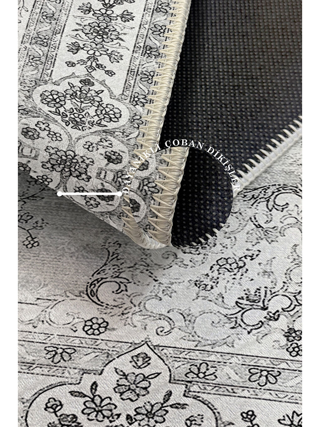 Gri Dekoratif Özel Tasarım Yıkanabilir İnce Kaymaz Tabanlı Modern Halı KECE FR25-3