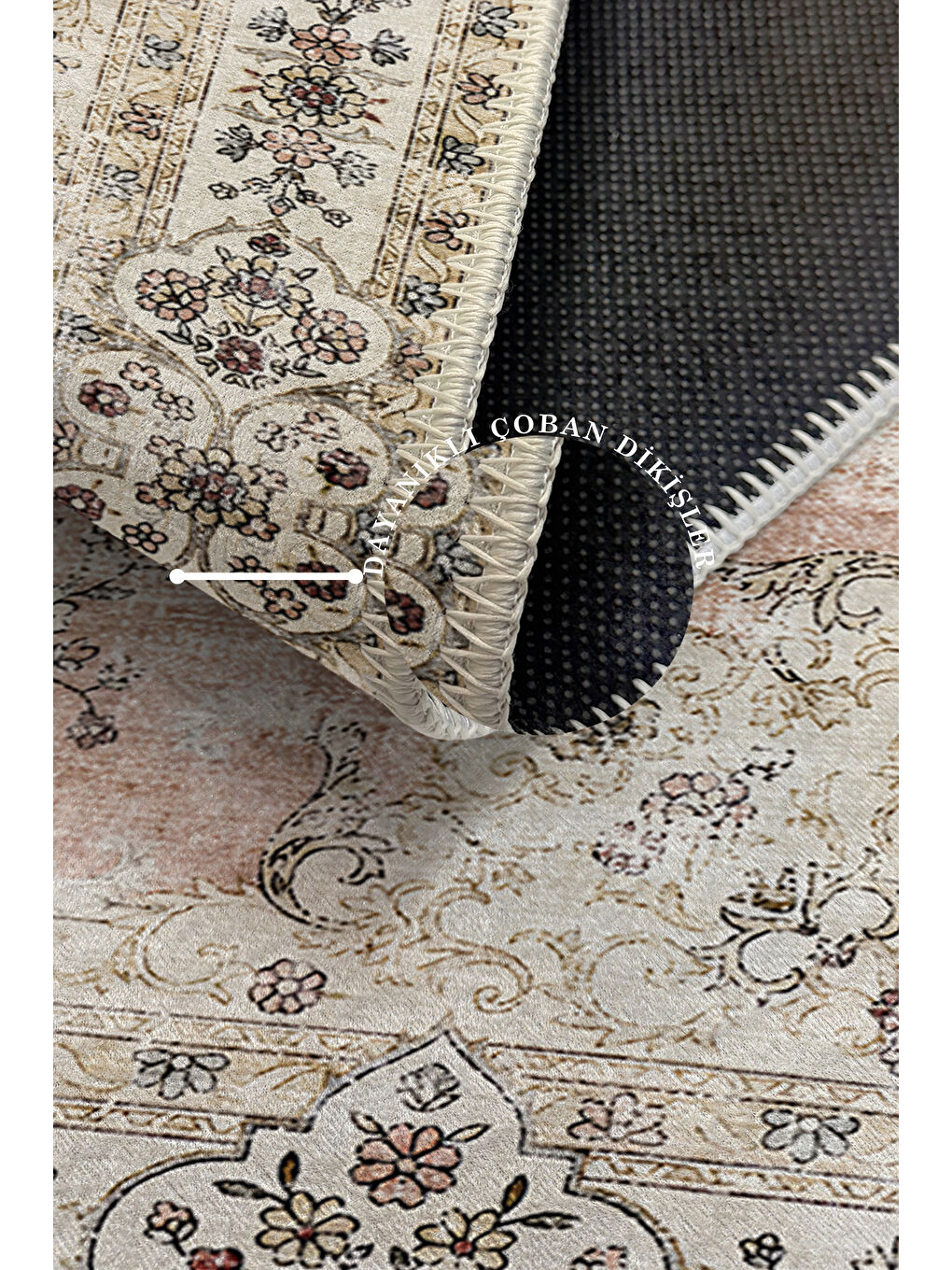 Pembe Dekoratif Özel Tasarım Yıkanabilir İnce Kaymaz Tabanlı Modern Halı KECE FR25-3