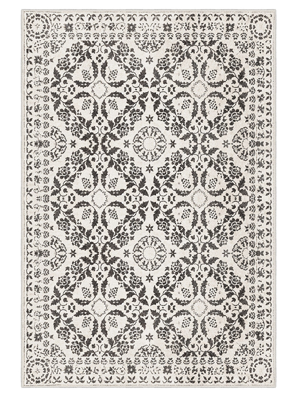 Gri Dekoratif Özel Tasarım Yıkanabilir İnce Kaymaz Tabanlı Modern Halı KECE FR24