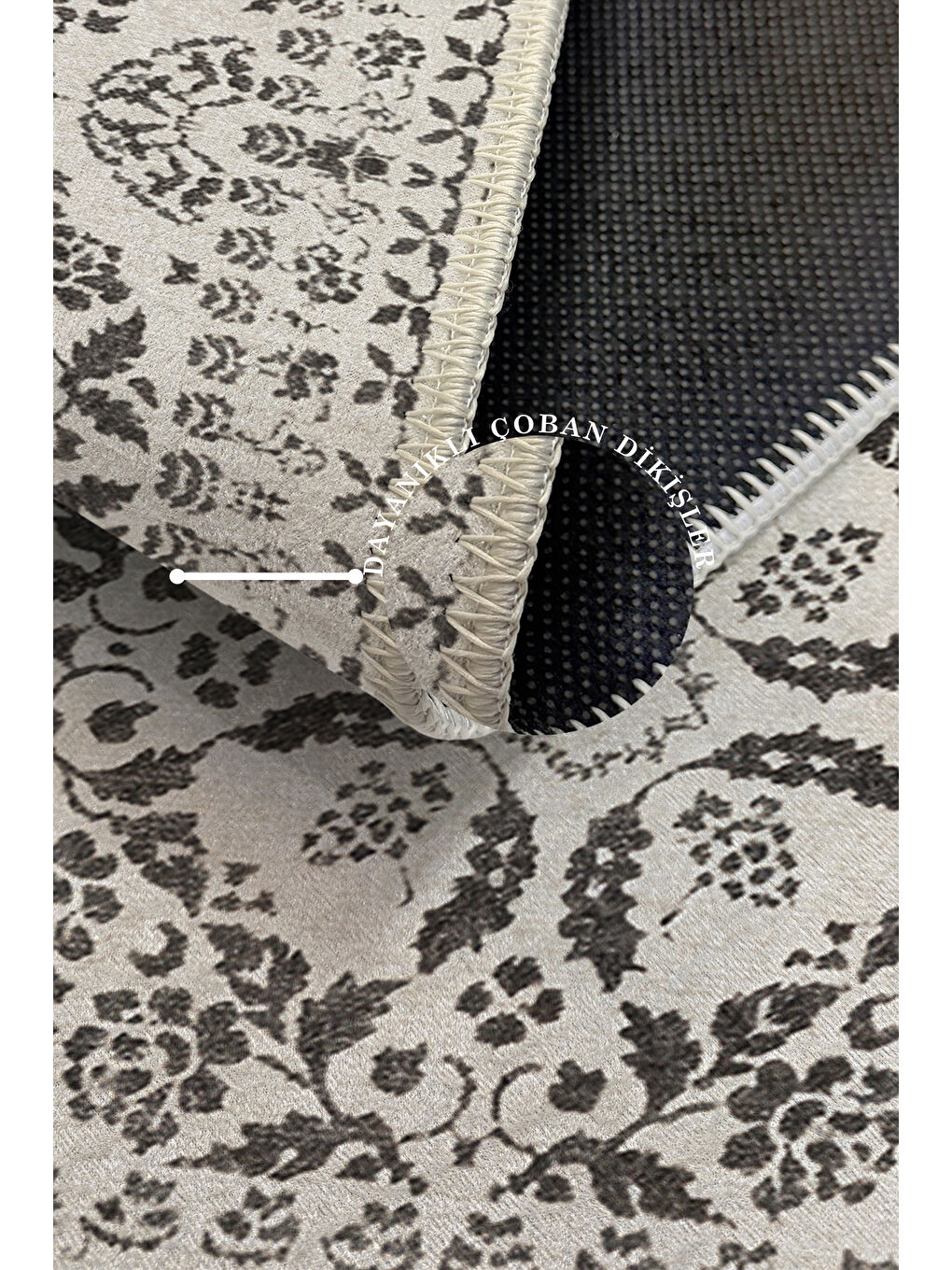 Gri Dekoratif Özel Tasarım Yıkanabilir İnce Kaymaz Tabanlı Modern Halı KECE FR24-3