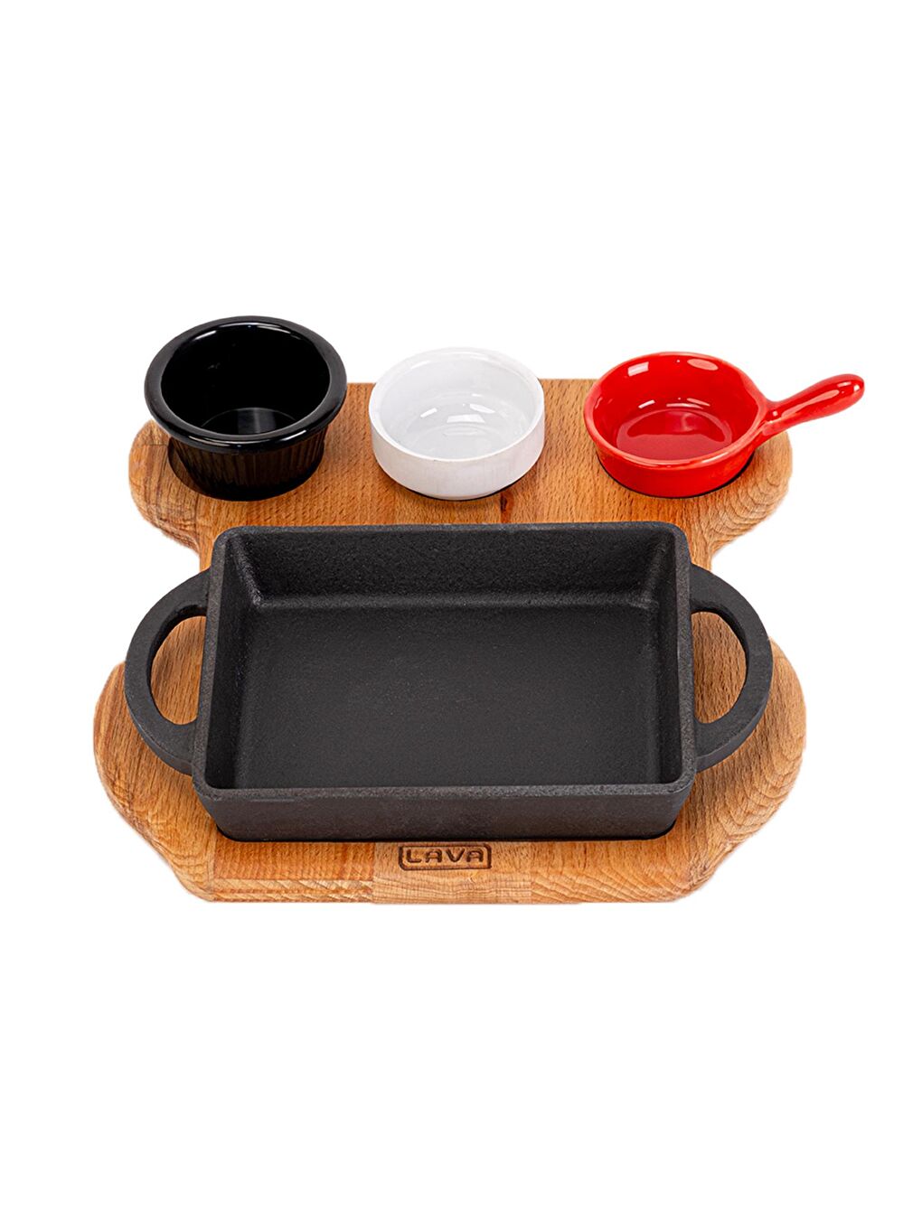 Siyah Dikdörtgen Sahan Döküm Demir Yekpare Çift Kulplu Kayın Servis Ahşabı Ölçü 12x15cm.