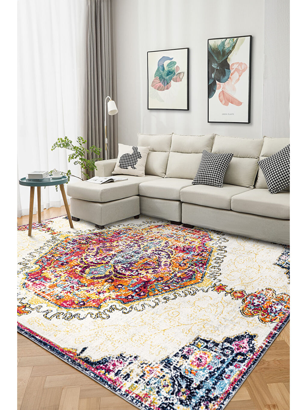 Turuncu Dekoratif Özel Tasarım Yıkanabilir İnce Kaymaz Tabanlı Modern Halı KECE FR24-2