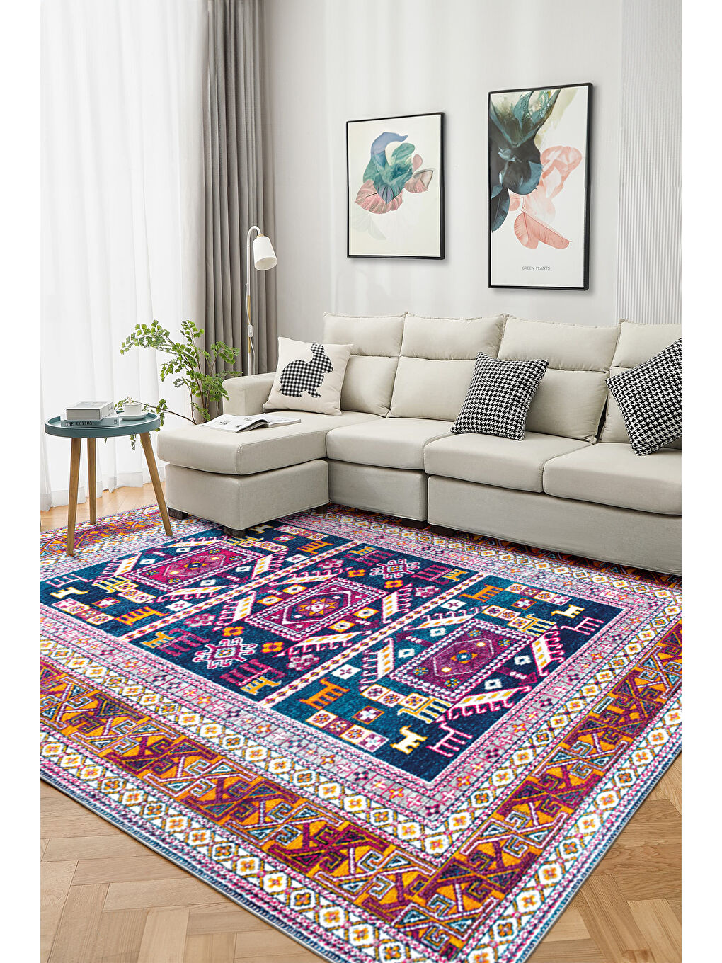 Turuncu Dekoratif Özel Tasarım Yıkanabilir İnce Kaymaz Tabanlı Modern Halı KECE FR23-2