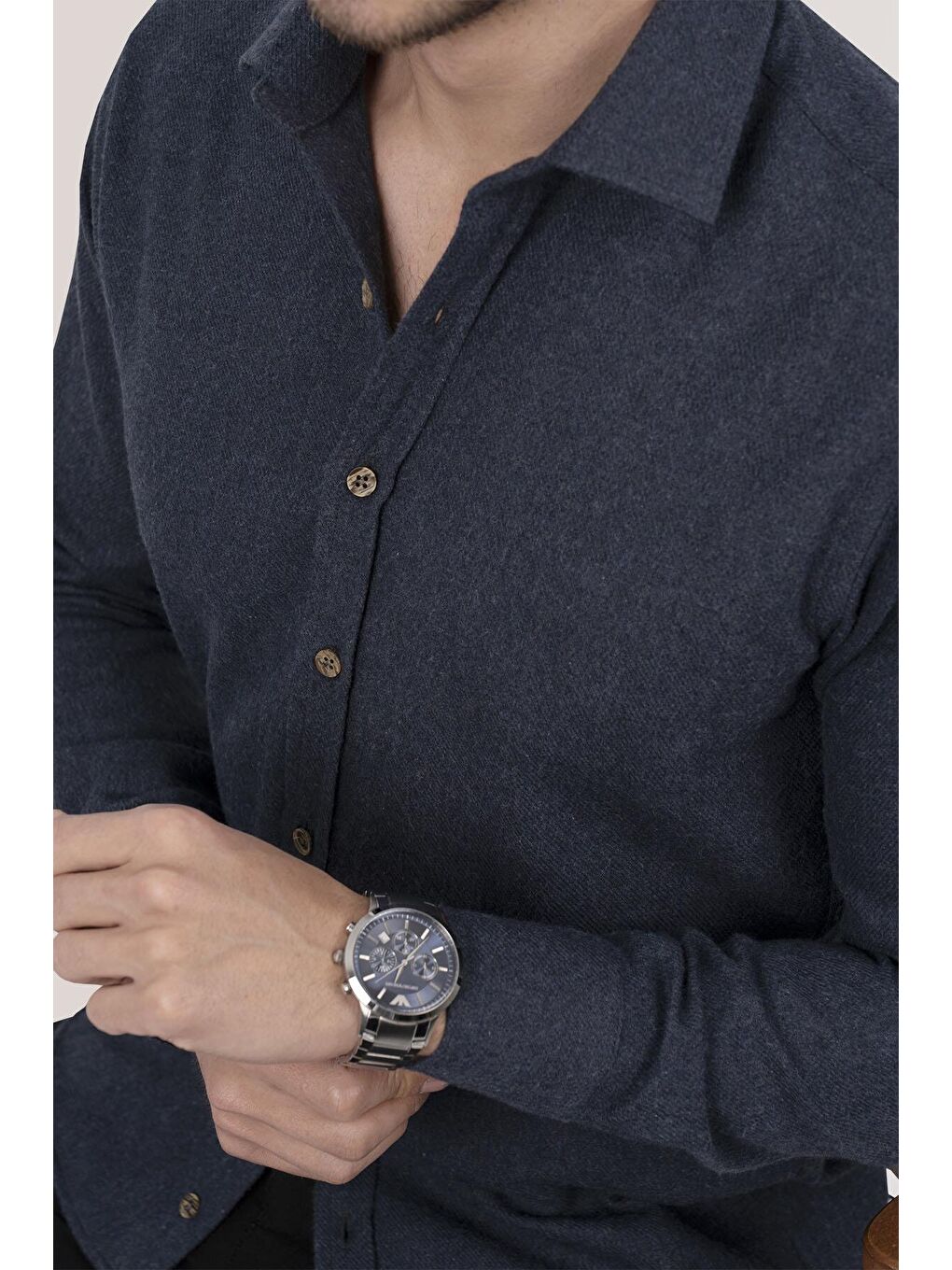 Lacivert Düz Slimfit %100 Pamuk Erkek Oduncu Gömlek