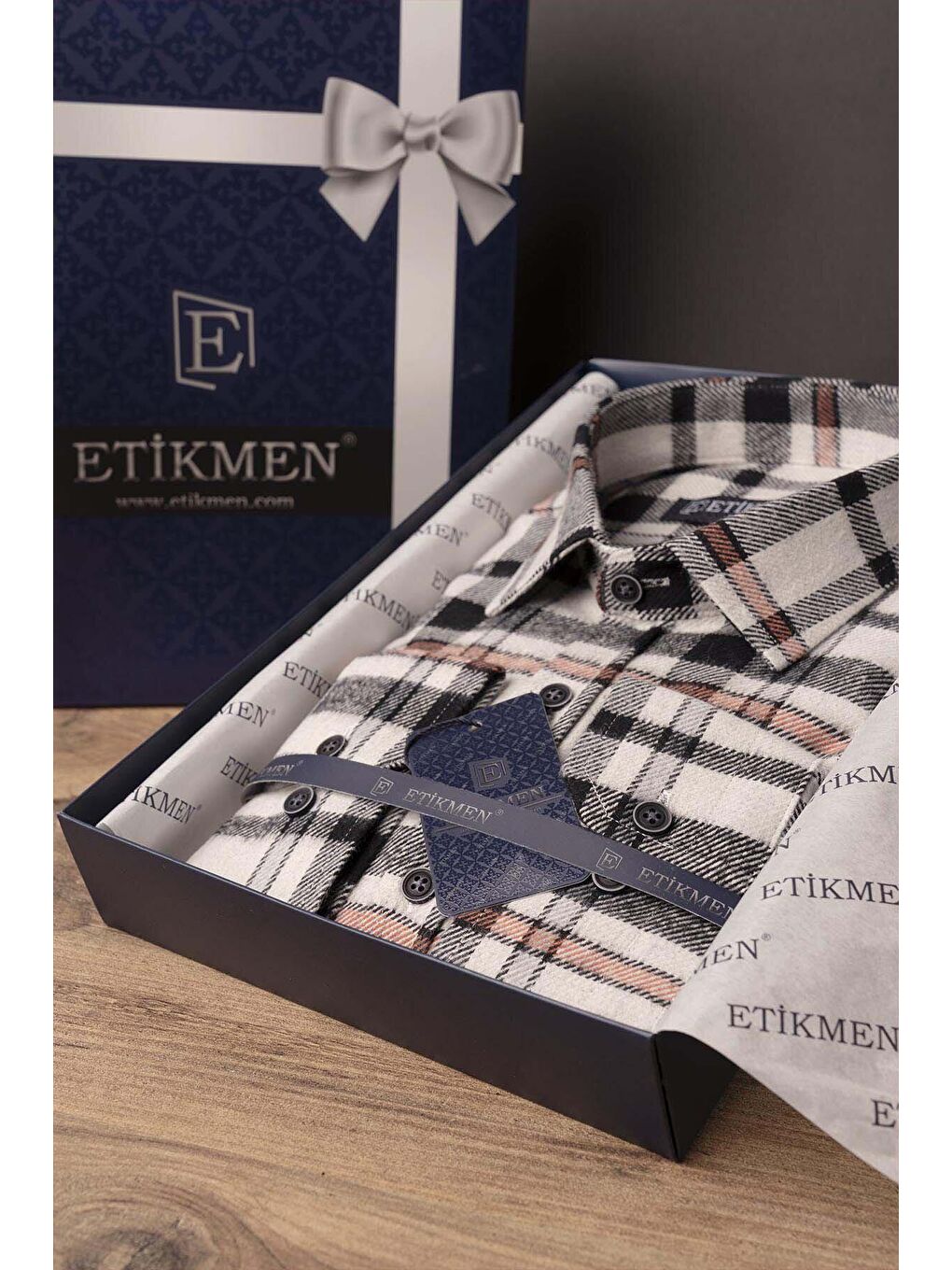 Etikmen Beyaz Biyaz Siyah Çizgili SlimFit Oduncu Erkek Gömlek - 5