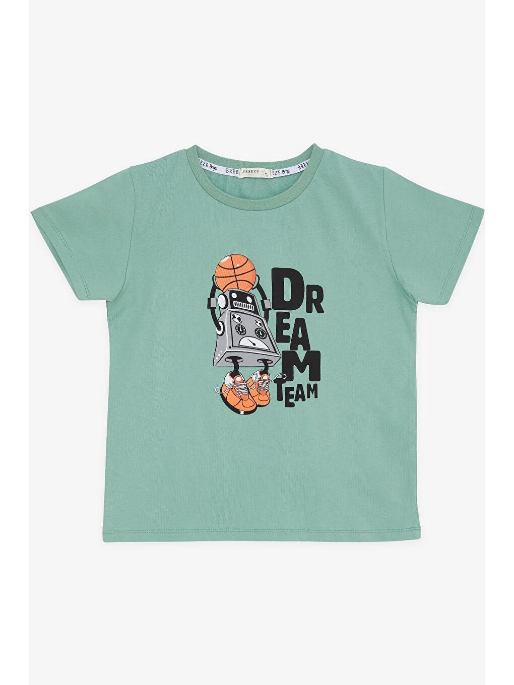 Erkek Çocuk Tişört Rüya Takım Temalı Basketçi Robot Baskılı Mint Yeşili (4-8 Yaş)