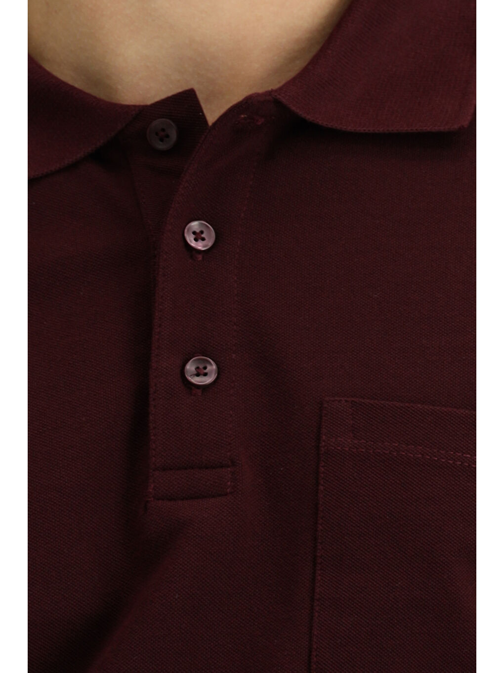 Bordo Slim Fit Dar Kesim Pamuk Cepli Polo Yaka Tişört-4
