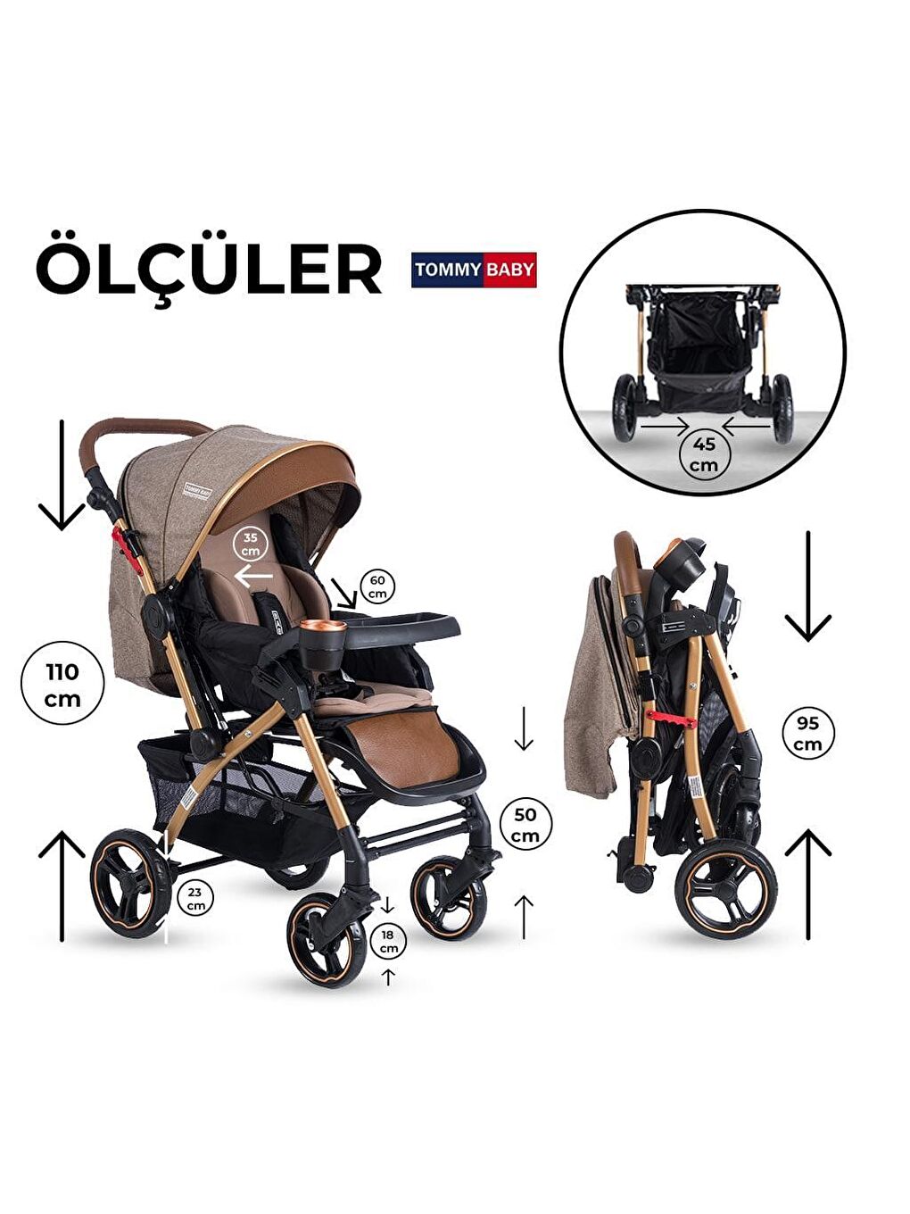 Tornado Plus Gold Alüminyum Lüx Çift Yön Bebek Arabası-2