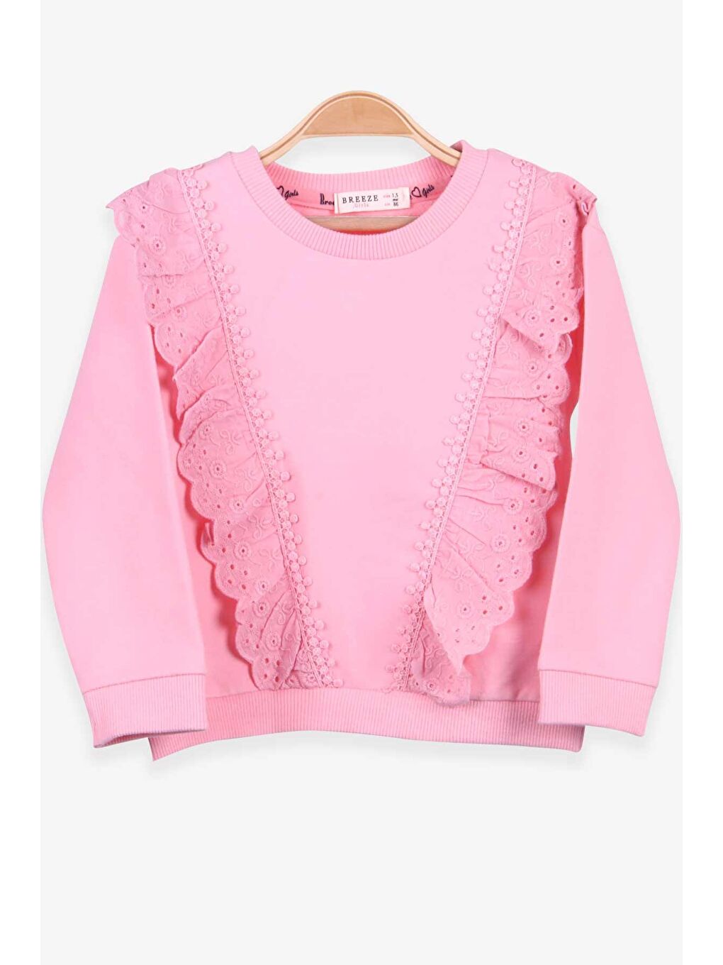 Breeze Pudra Pembe Kız Bebek Sweatshirt Güpürlü Pudra (1.5 Yaş)