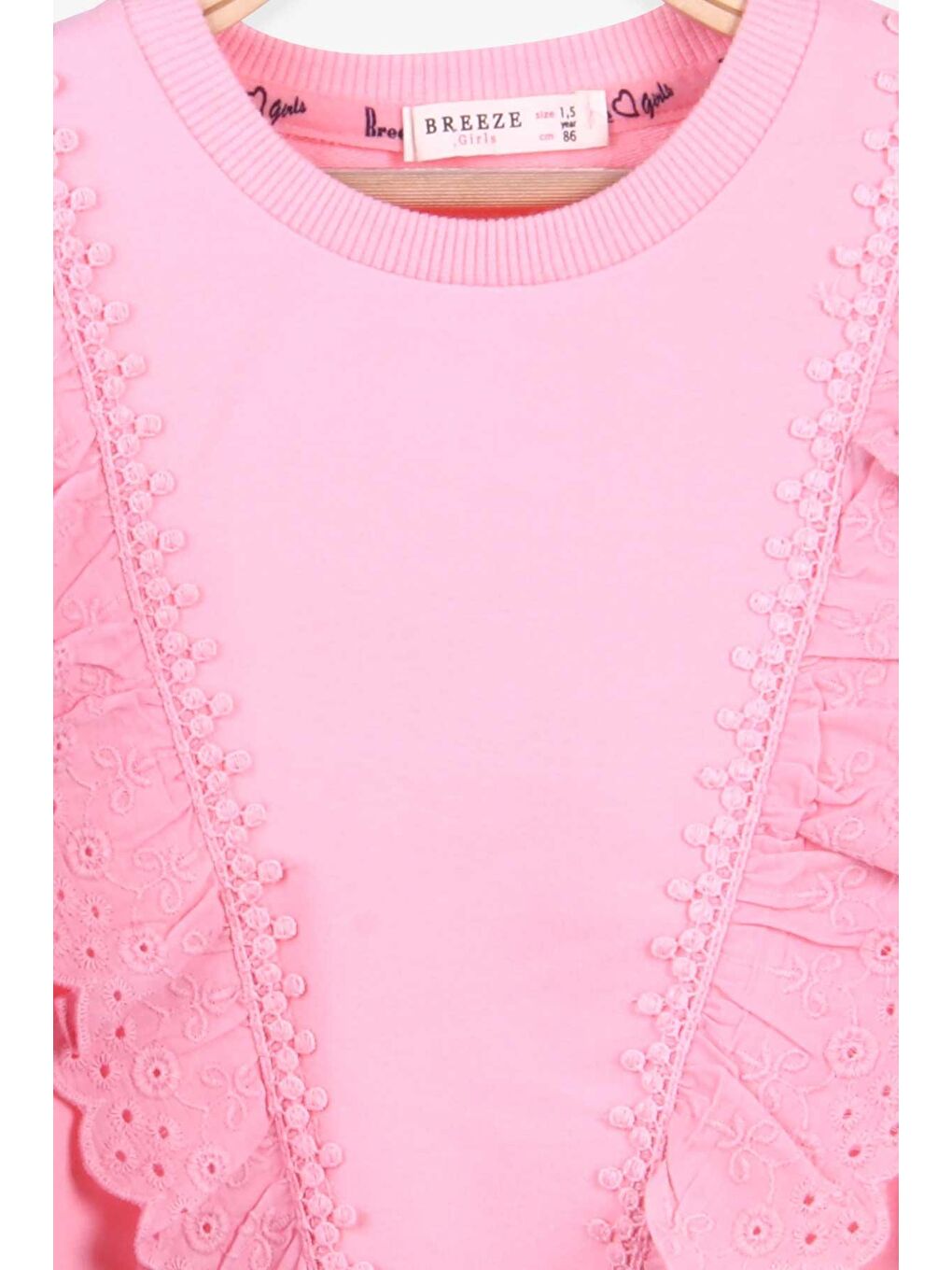 Breeze Pudra Pembe Kız Bebek Sweatshirt Güpürlü Pudra (1.5 Yaş) - 2