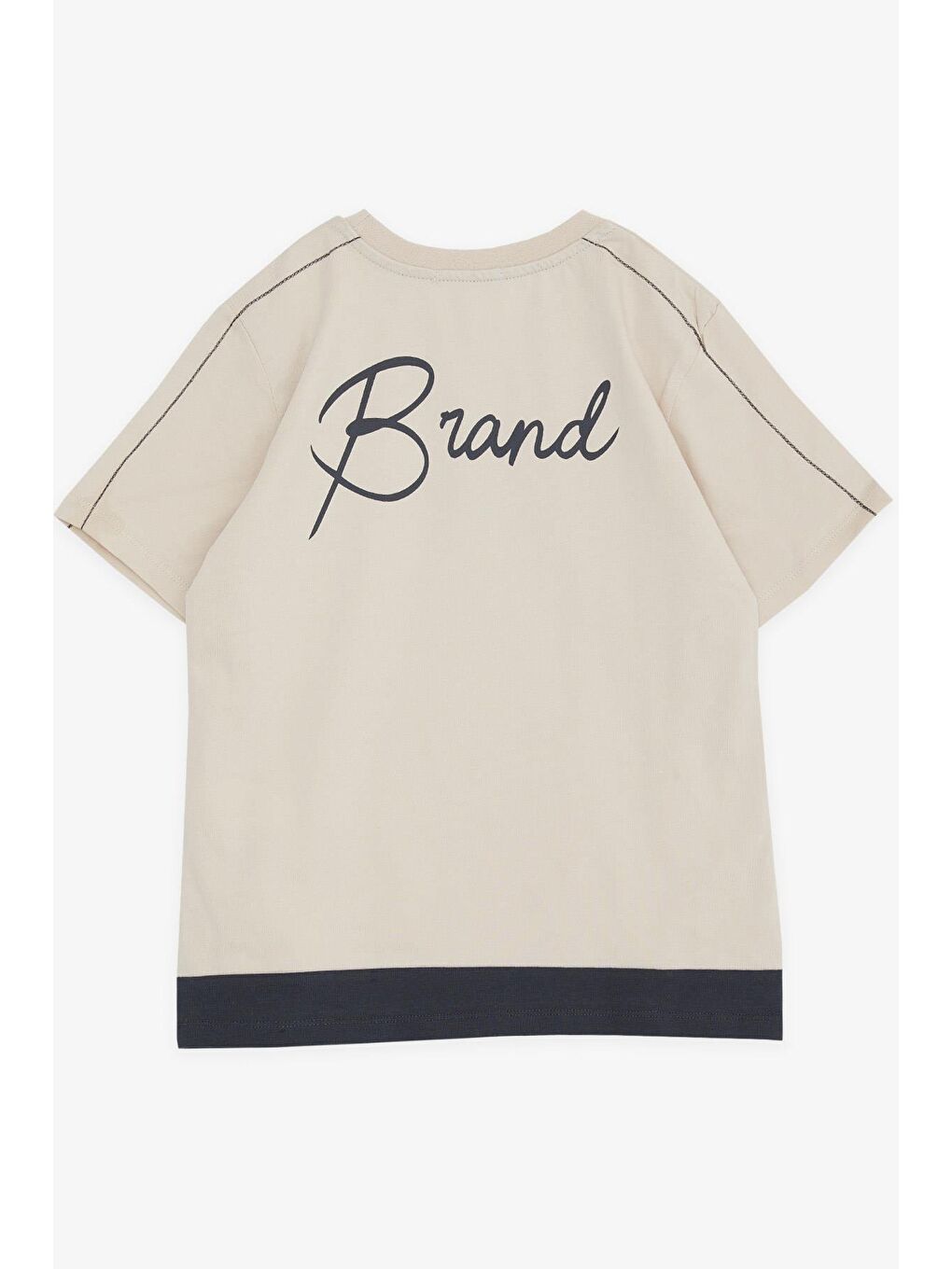 Erkek Çocuk Tişört Yazı Baskılı Bej (8-12 Yaş)-1