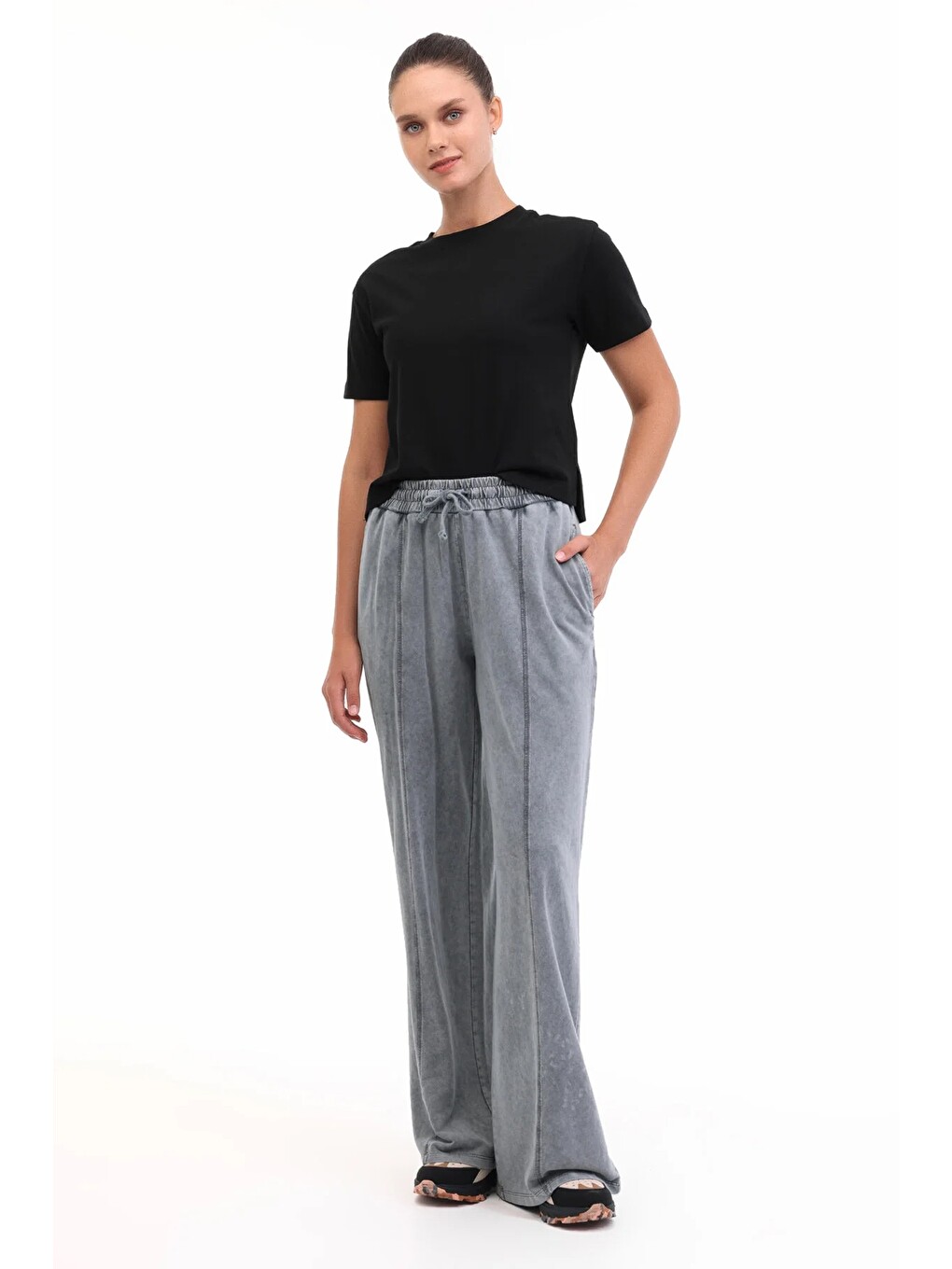 Wb 11ct223 Siyah Kadın Kısa Kol T-shirt-2