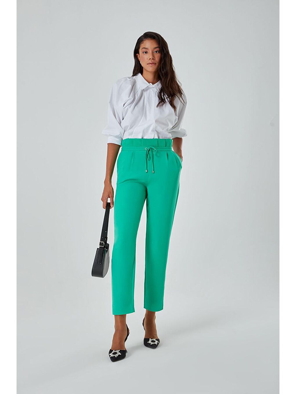 Beli Pileli Yeşil Pantolon-1