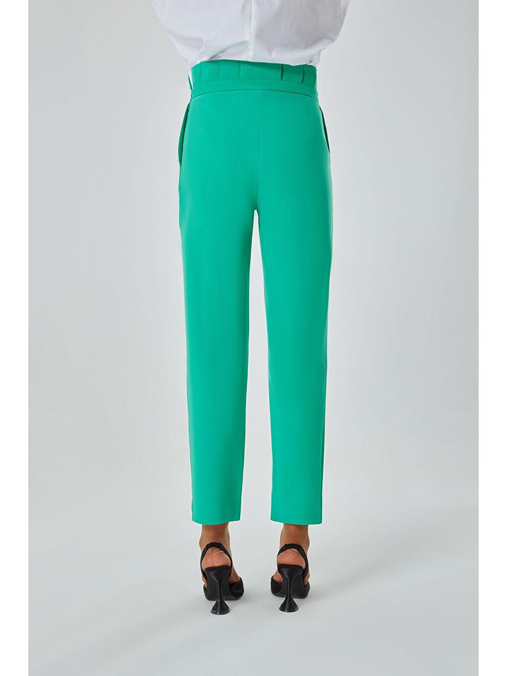 Beli Pileli Yeşil Pantolon-3