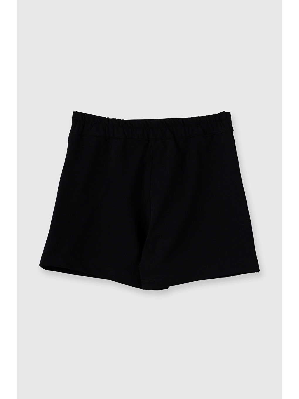 Kız Çocuk Cep Detaylı Beli Yarım Lastikli Siyah Şort Etek-1