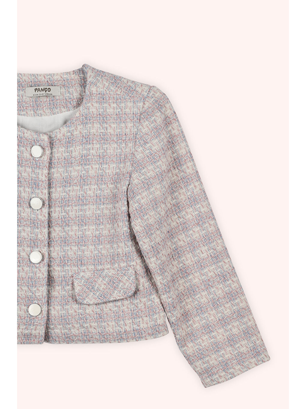 Kız Çocuk Düğme Detalı Tüvit Ekru Ceket-1