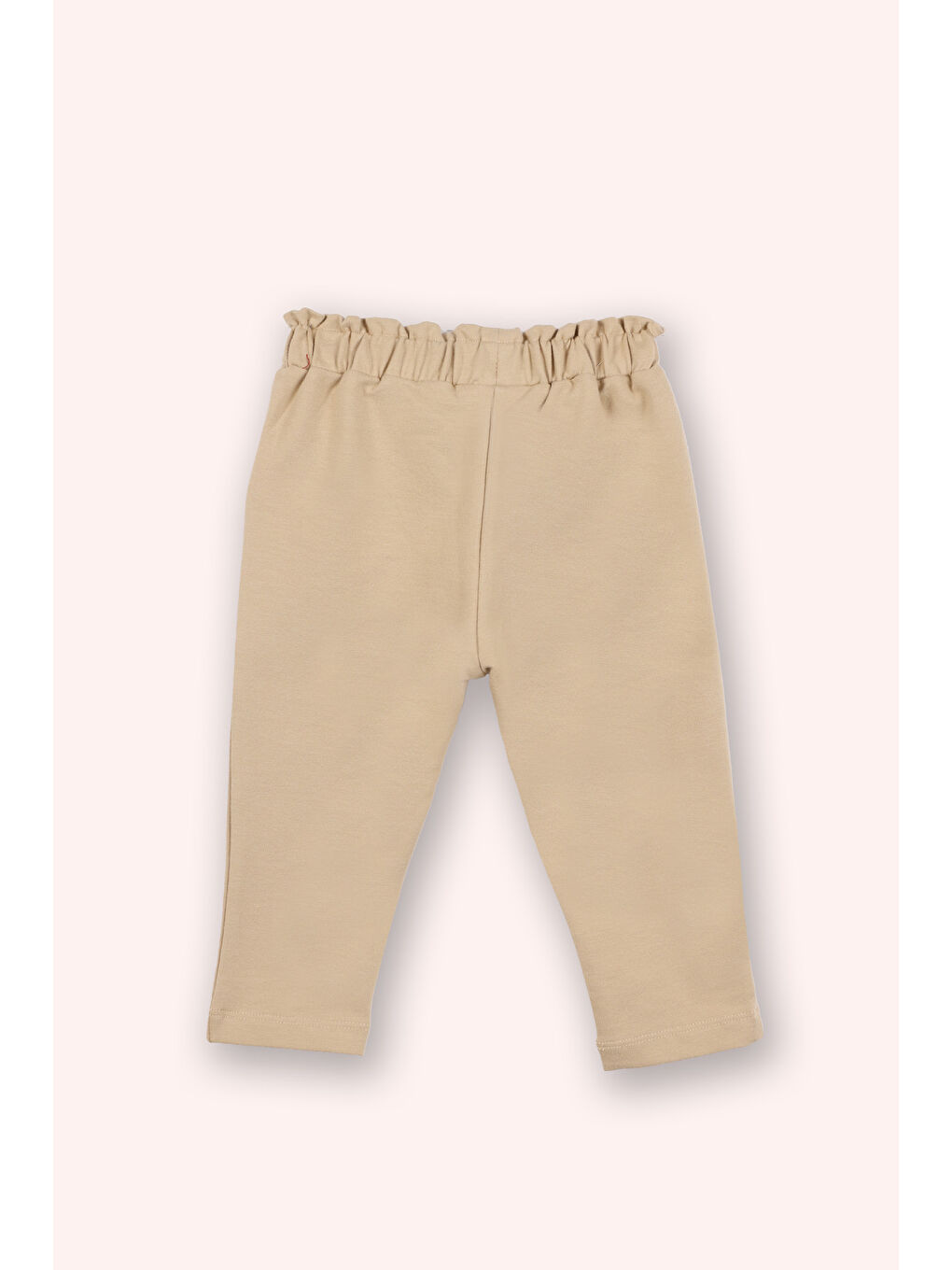 Kız Bebek Simli Kordon Detaylı Bej Eşofman Altı-1