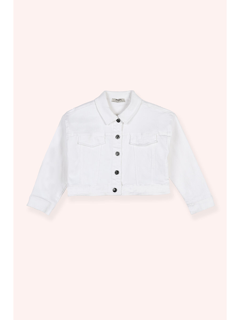 Kız Çocuk Düğmeli Jean Beyaz Ceket