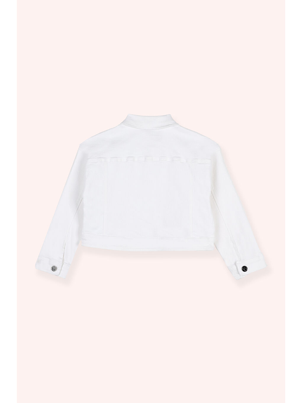 Kız Çocuk Düğmeli Jean Beyaz Ceket-2