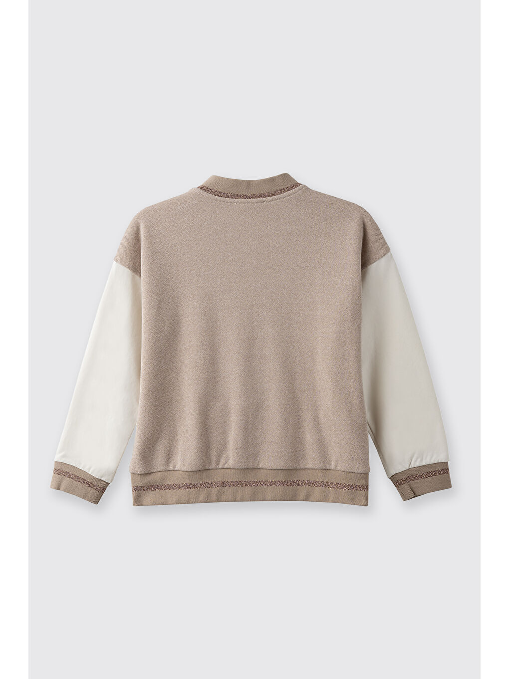 Kız Çocuk Nakış Detaylı Simli Örme Bej Ceket-4