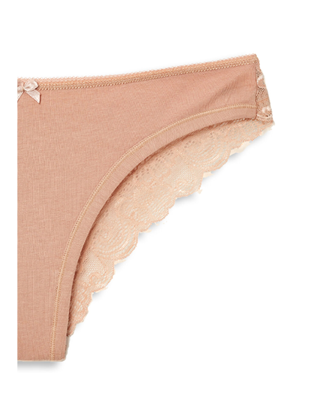 Kahverengi Pamuklu Arkası Dantel Kadın Külot-2