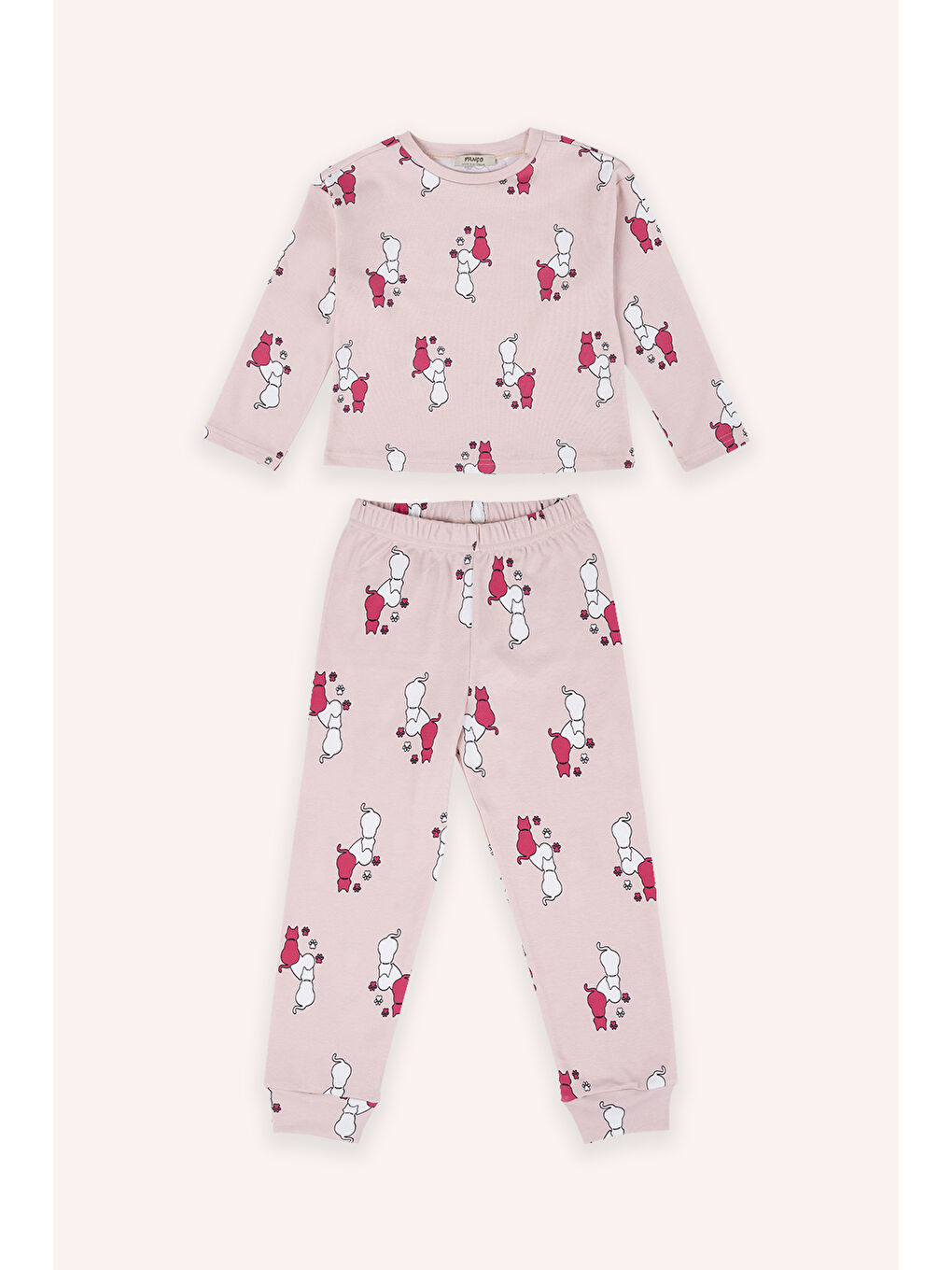 Kız Çocuk Desenli Pembe Pijama Takımı