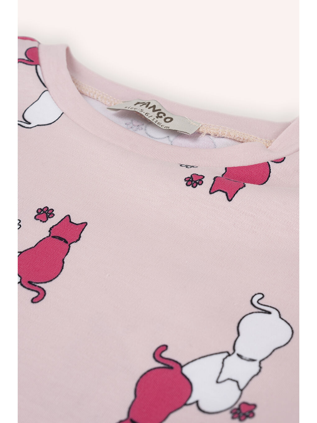 Kız Çocuk Desenli Pembe Pijama Takımı-2