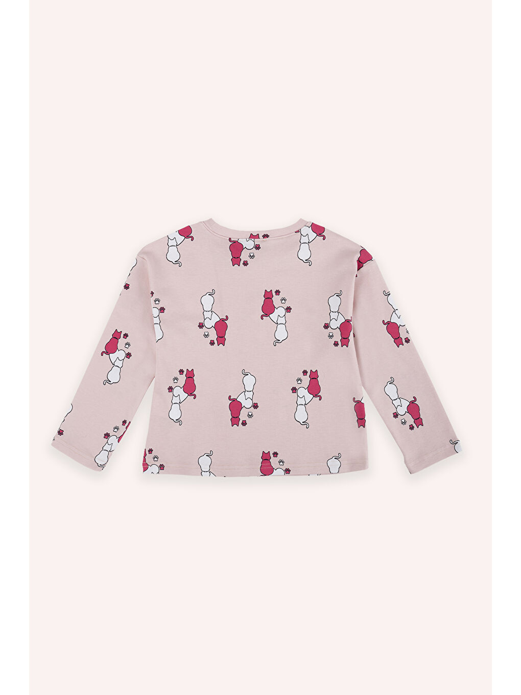 Kız Çocuk Desenli Pembe Pijama Takımı-3