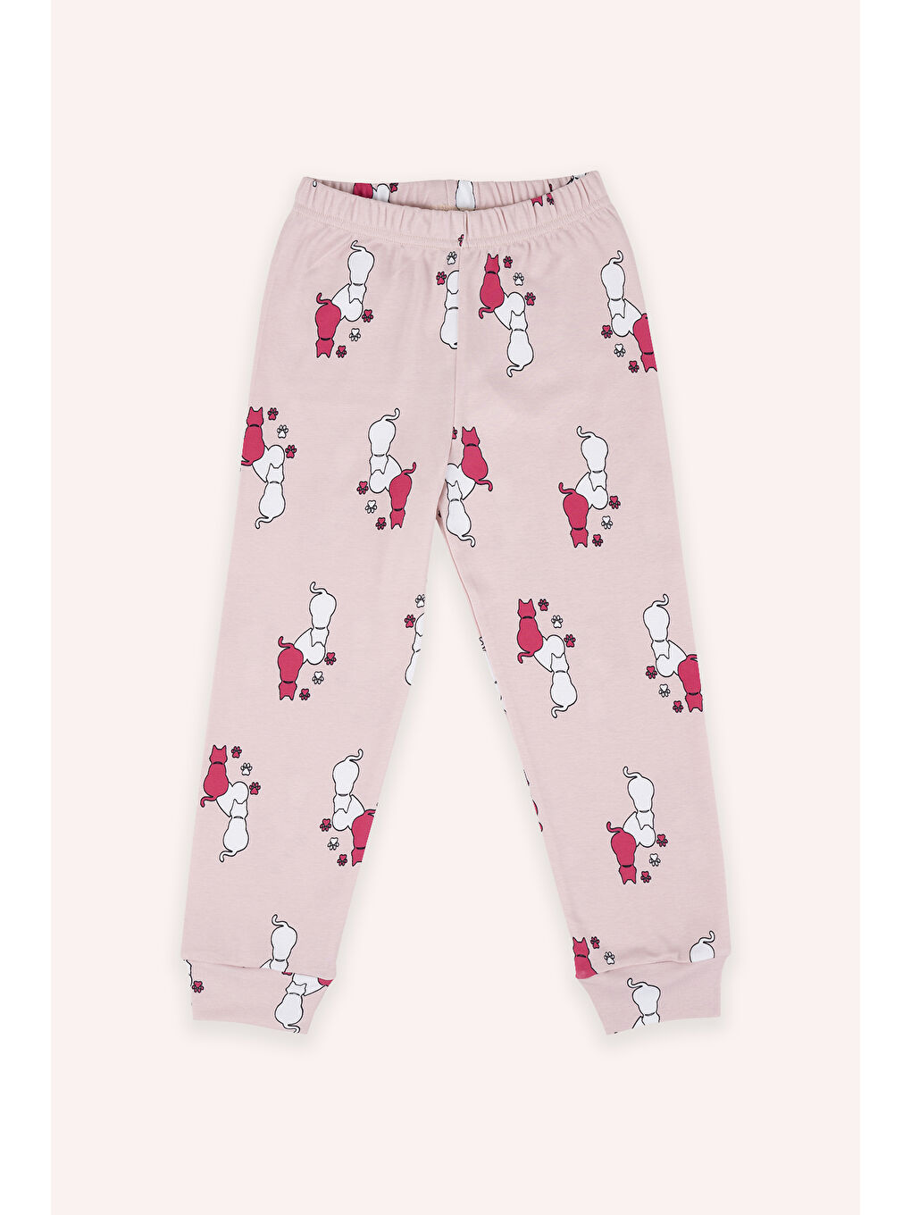 Kız Çocuk Desenli Pembe Pijama Takımı-4