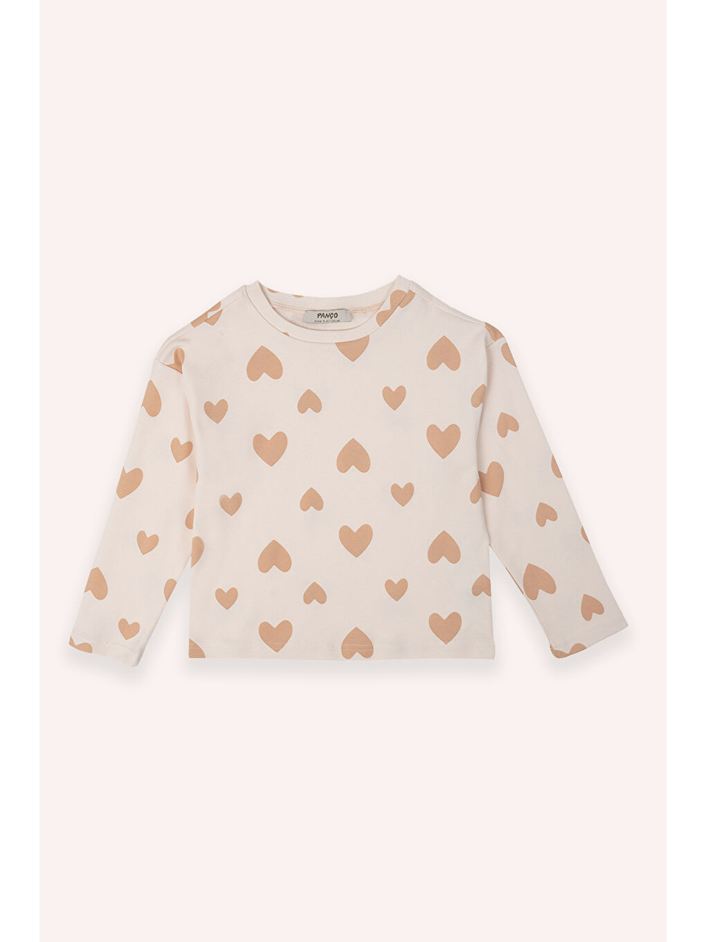 Pembe Kız Çocuk Kalp Desen Baskılı 2'li Pudra Pijama Takım-1