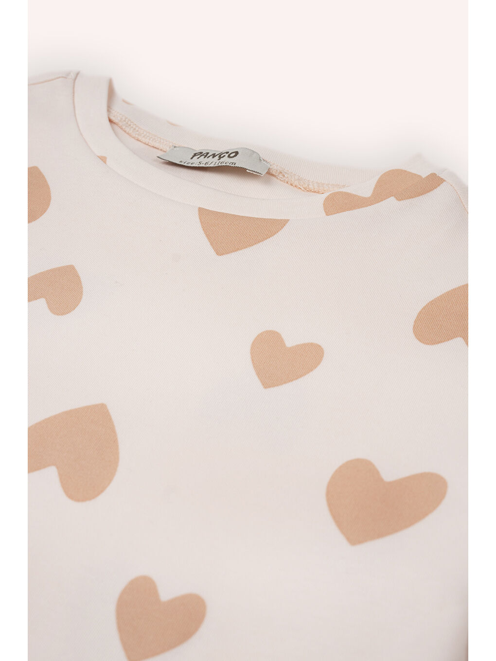 Pembe Kız Çocuk Kalp Desen Baskılı 2'li Pudra Pijama Takım-2