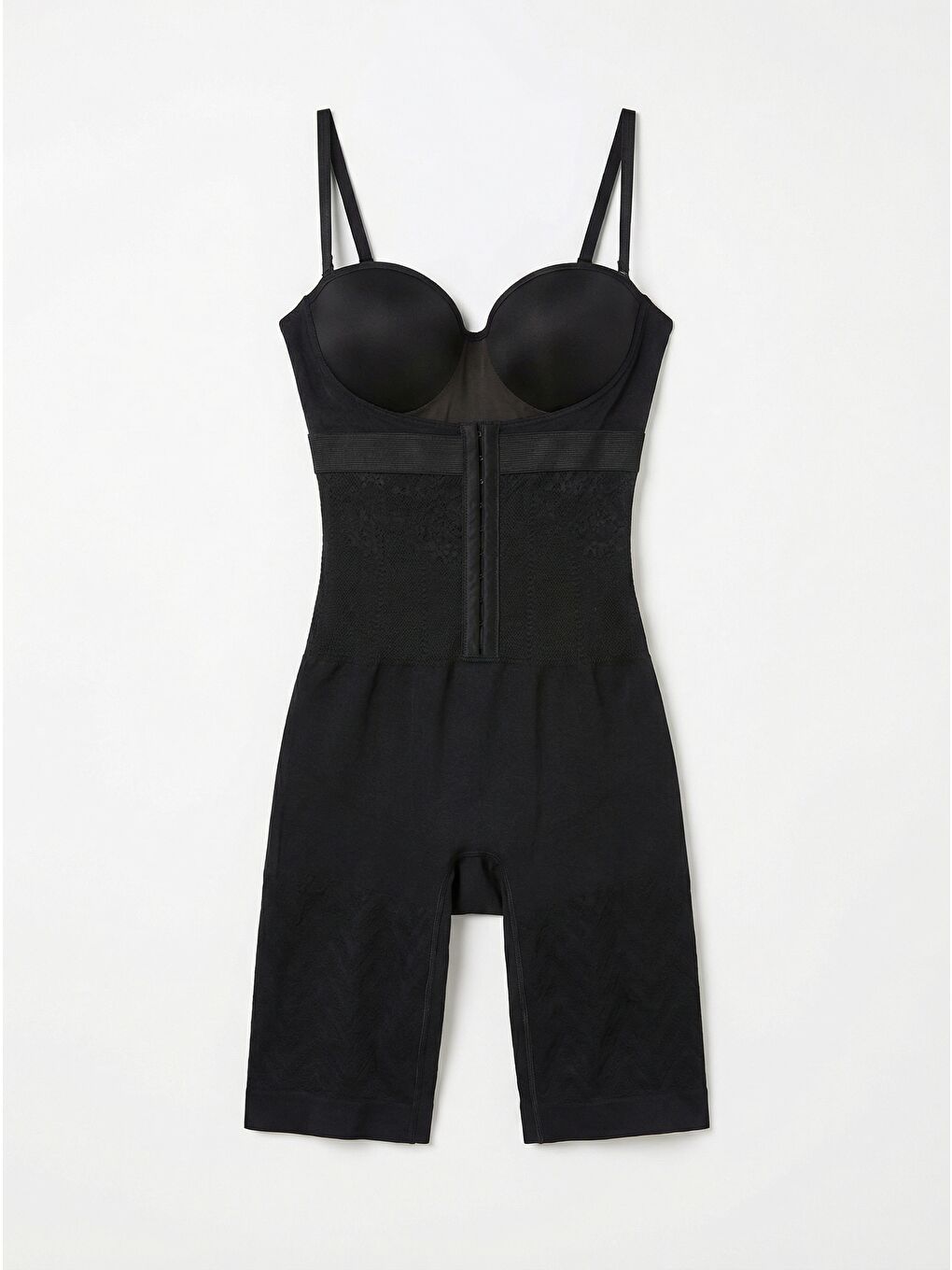 C12093 Kadın Önden Agraflı Seamless Göğsü Açık Paçalı Korse Siyah