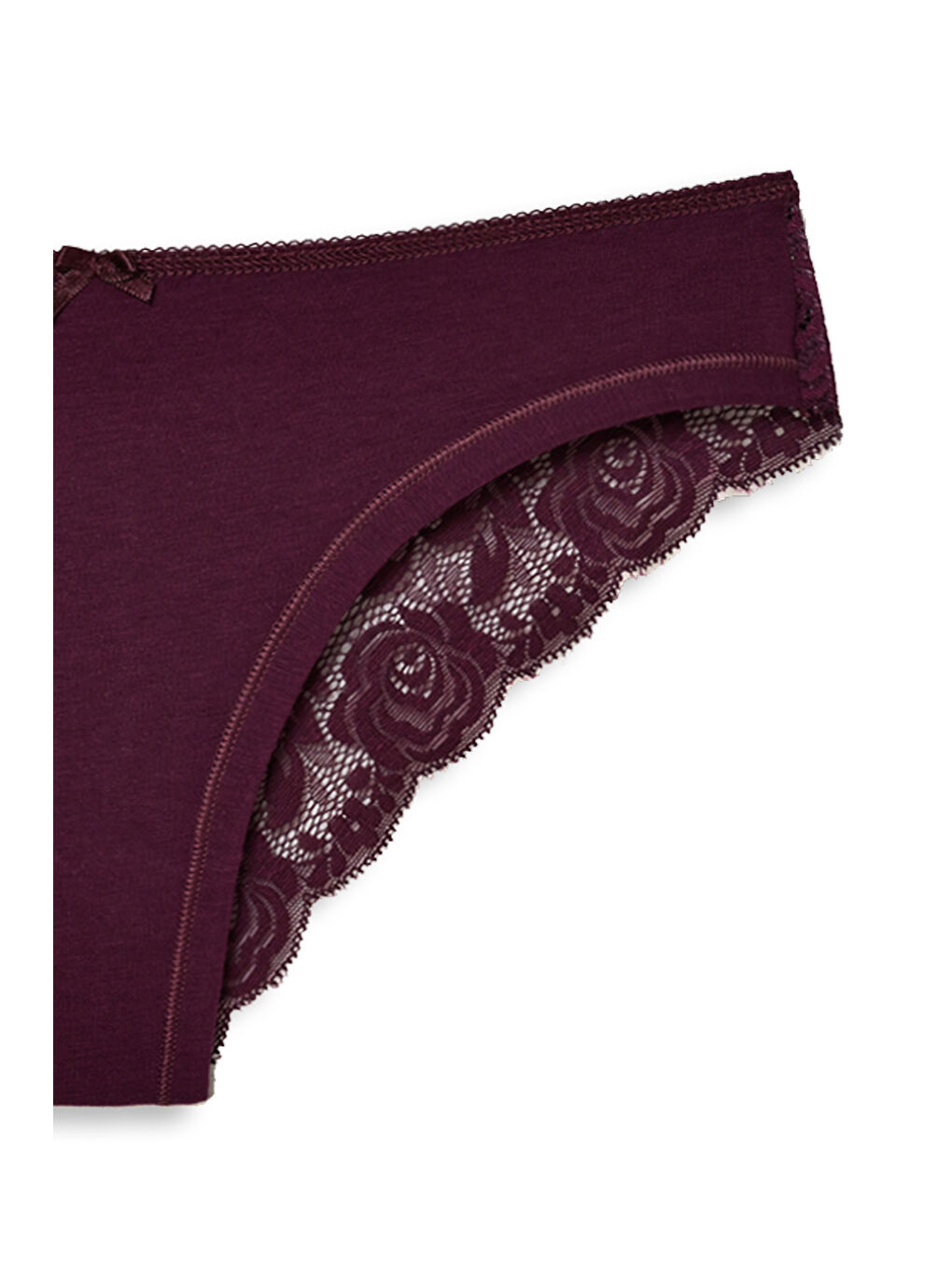 Mor Pamuklu Arkası Dantel Kadın Külot-2