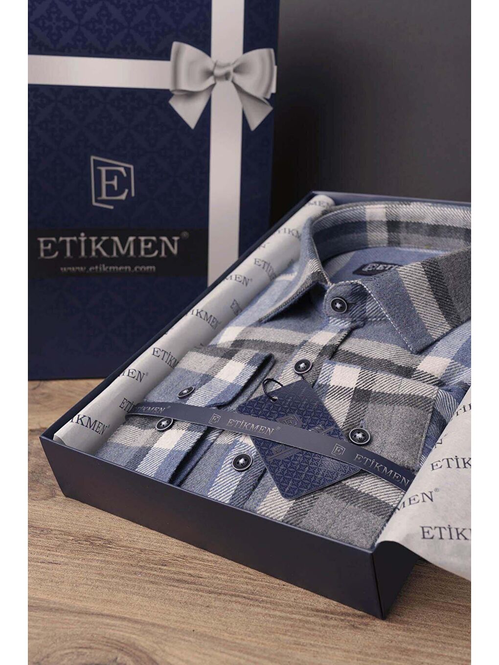 Etikmen Mavi Gri Kareli Slimfit Oduncu Erkek Gömlek - 5