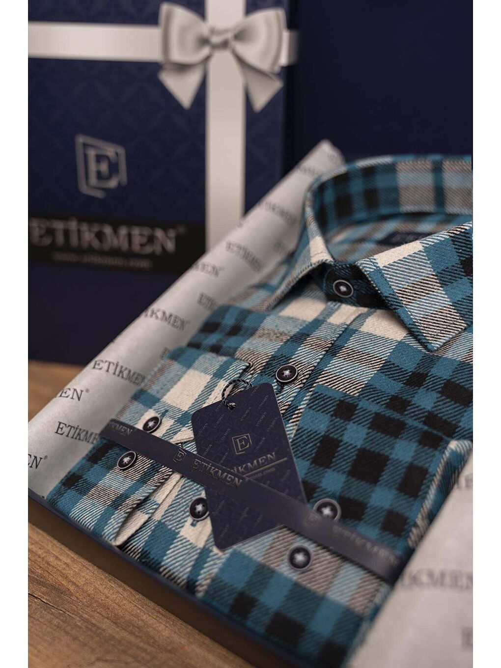 Turkuaz SlimFit Oduncu Erkek Gömlek-6