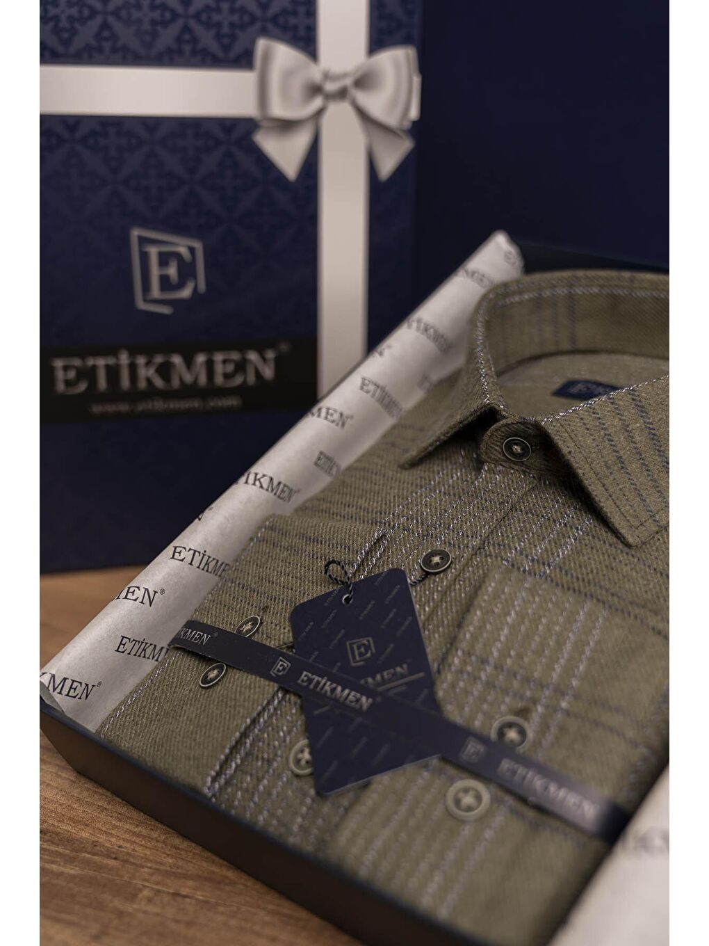 Haki Çizgili Oduncu Slimfit Erkek Gömlek-6