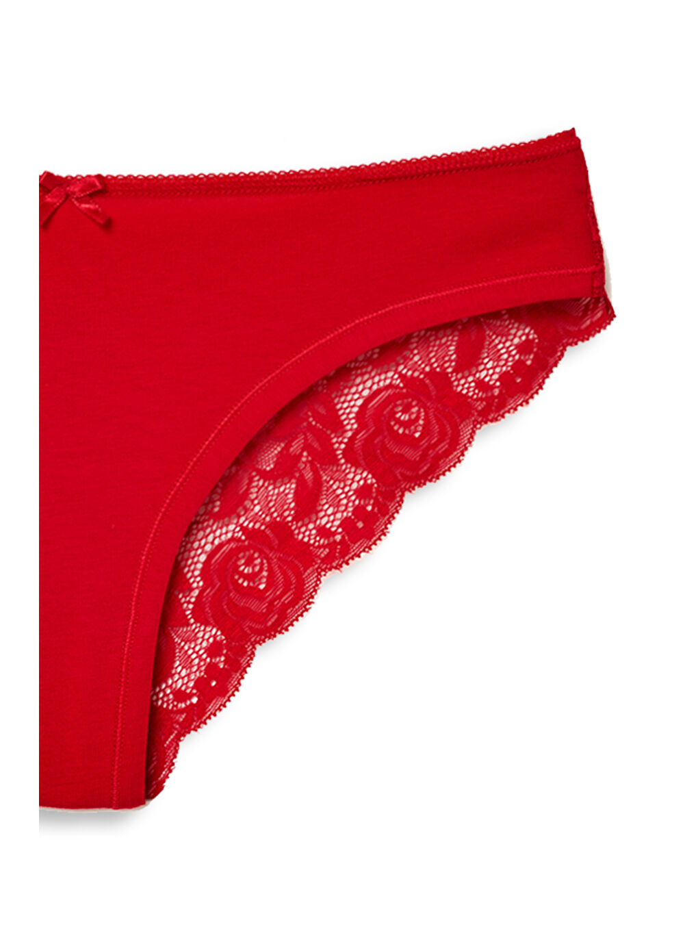 Kırmızı Pamuklu Arkası Dantel Kadın Külot-2