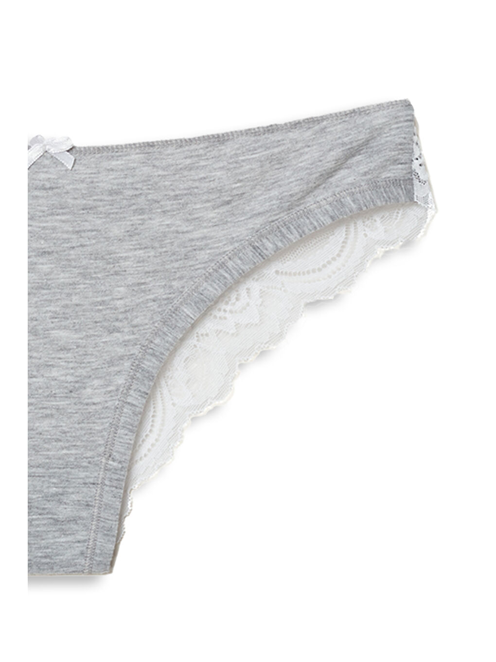 Gri Pamuklu Arkası Dantel Kadın Külot-2