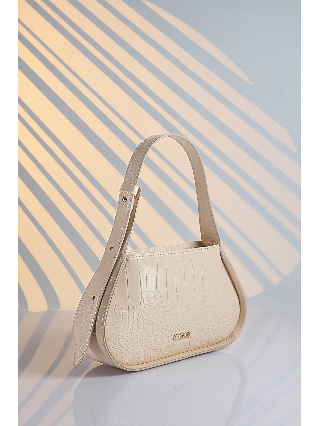 Ekru Kadın Krem Ayarlanabilir Askılı El ve Omuz Baget Çanta