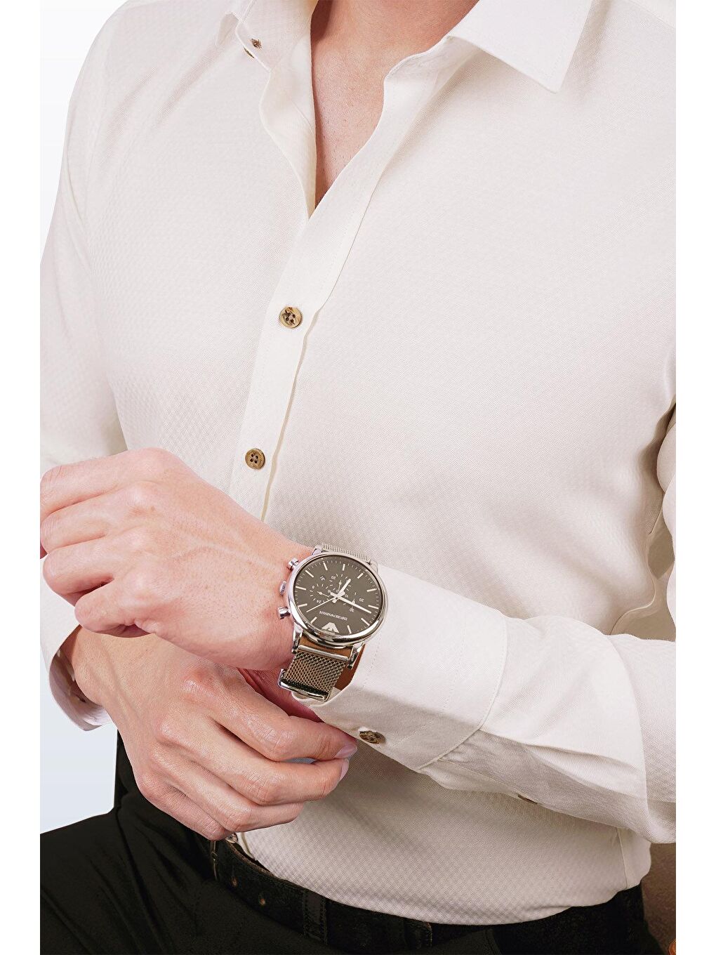 Ekru Krem Baklava Desenli Slimfit Erkek Gömlek