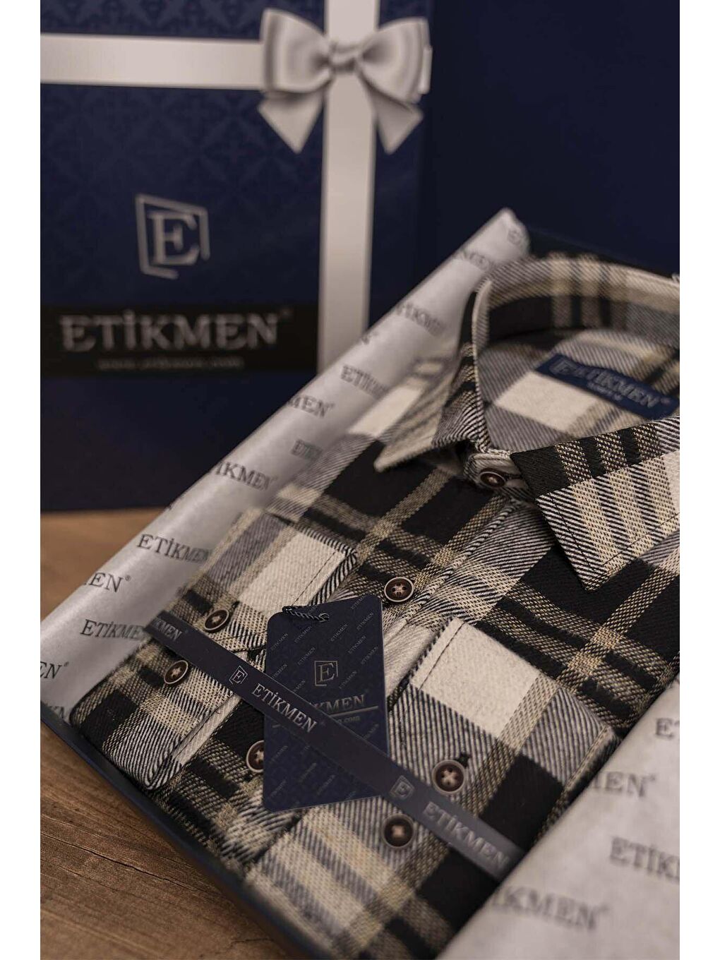 Kahverengi Kahve Beyaz Slimfit %100 Pamuk Erkek Oduncu Gömlek-6