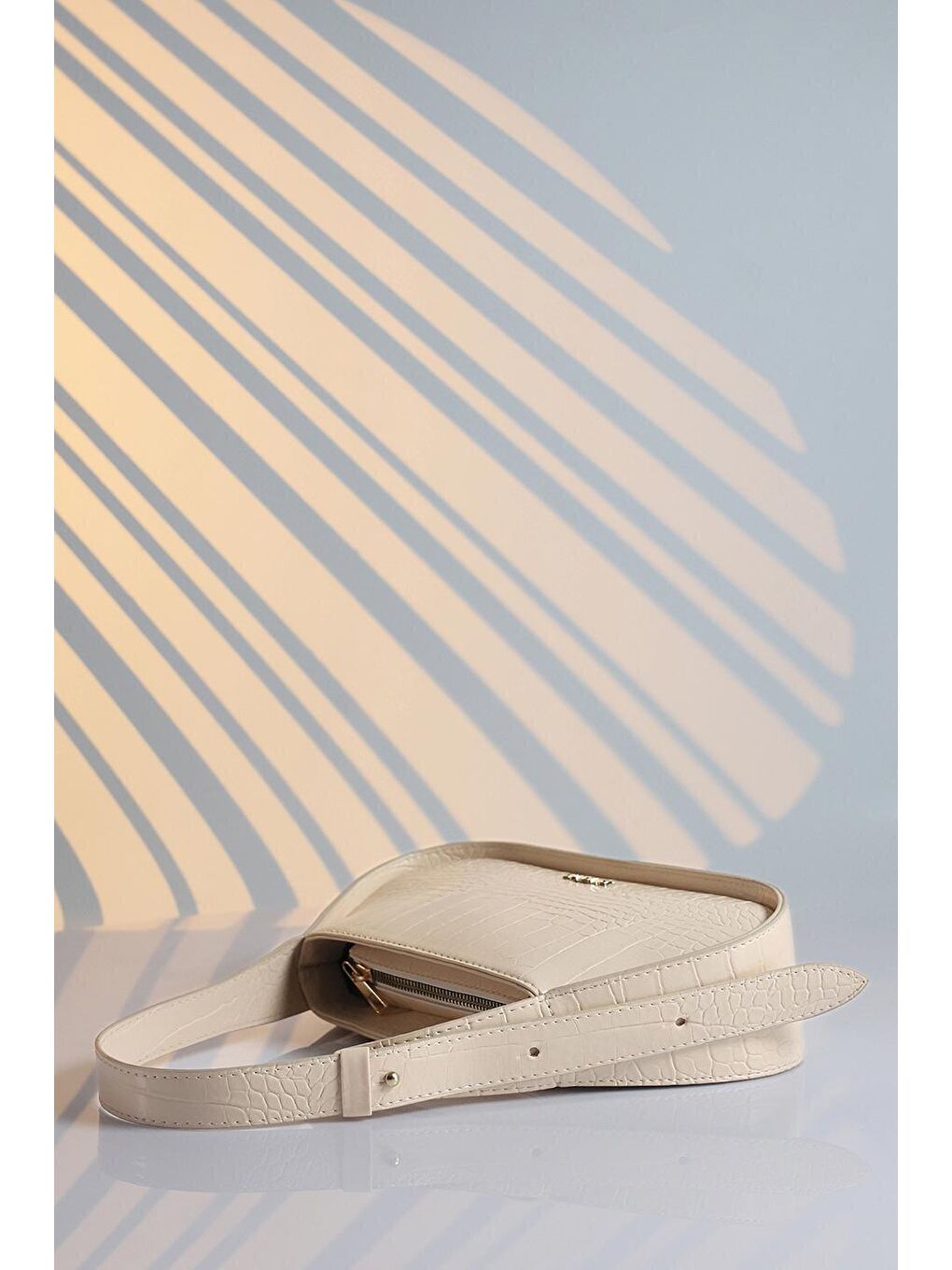 Ekru Kadın Krem Ayarlanabilir Askılı El ve Omuz Baget Çanta-3