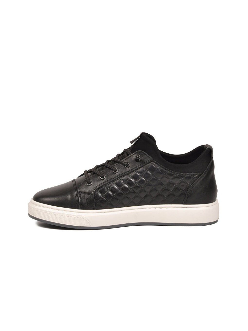 Siyah Hakiki Deri Kroko Desenli Rahat Erkek Casual Ayakkabı Sneaker 6424-1 M