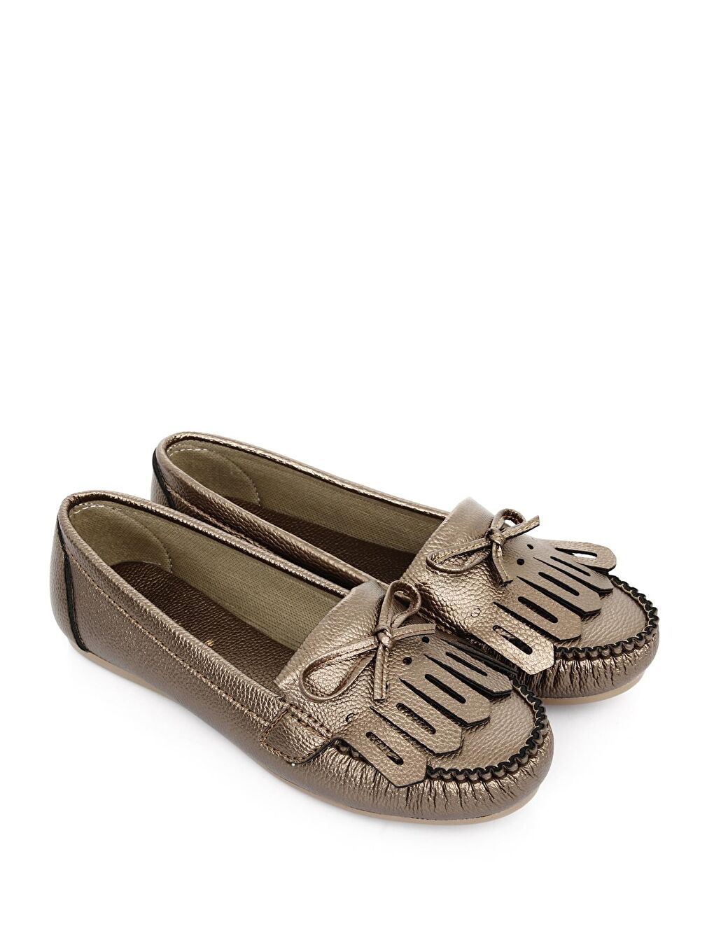 Sarı Yuvarlak Burun Düz Taban Püsküllü Fiyonklu Kadın Babet 30226-1