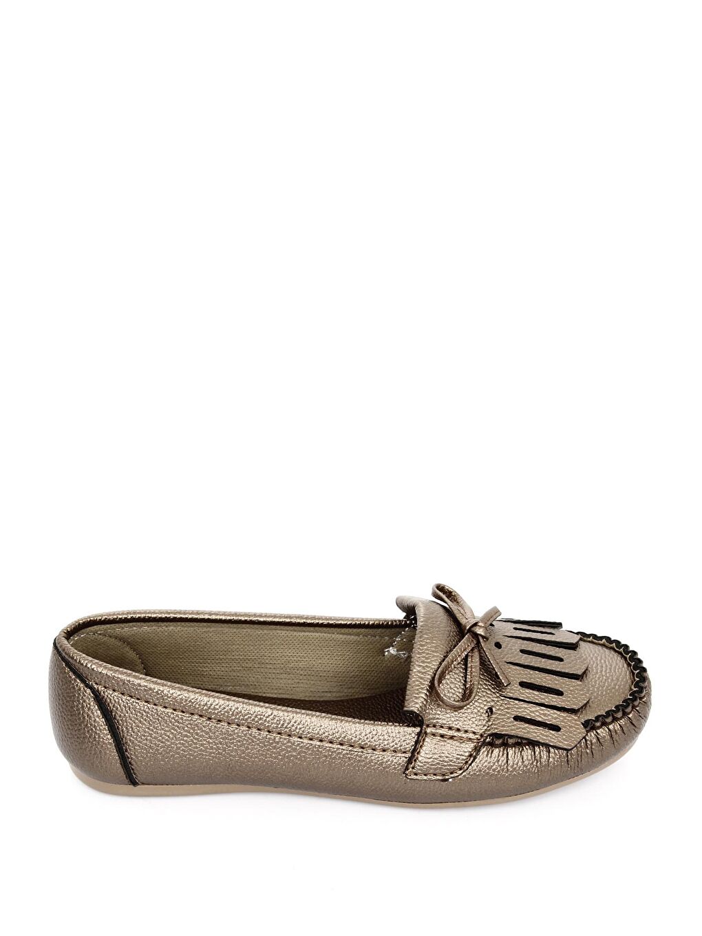 Sarı Yuvarlak Burun Düz Taban Püsküllü Fiyonklu Kadın Babet 30226-3