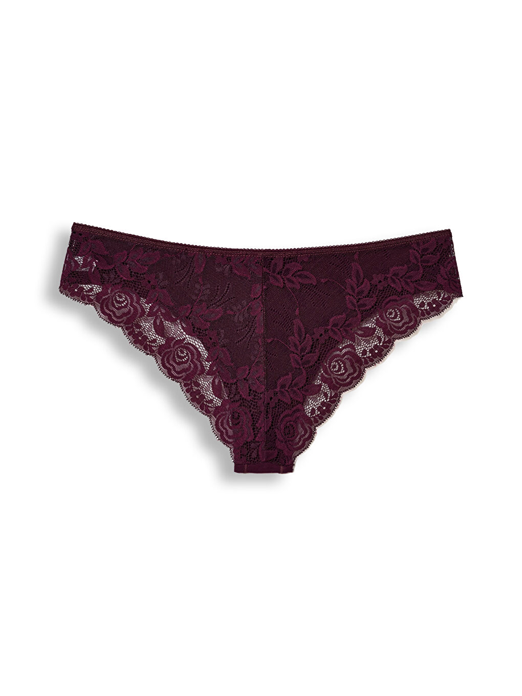 Bordo Pamuklu Arkası Dantel Kadın Külot 3'lü-4